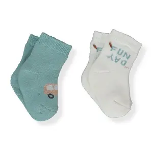 S705 Чорапи 2 чифта тюркоаз+бял fun day 24-36М