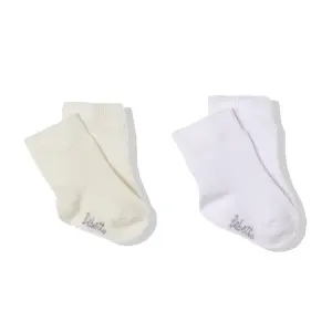 S727 Чорапи 2 чифта екрю+бял 0-6M
