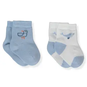 S762 Чорапи 2ч. 0-6M ECRU-BLUE