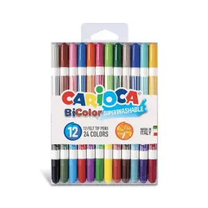 CARIOCA Bi-Color Флумастери 12бр., 24 цвята