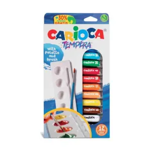CARIOCA Tемперни бои 12x10 мл, с палитра и четка