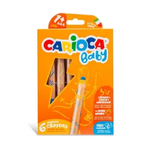 CARIOCA Baby Моливи 3в1, 6 цвята + острилка