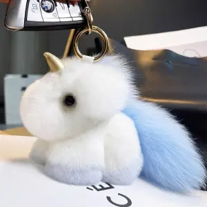 Ключодържател Еднорог Син - естествен косъм