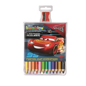 Моливи 12 цвята с острилка Cars син