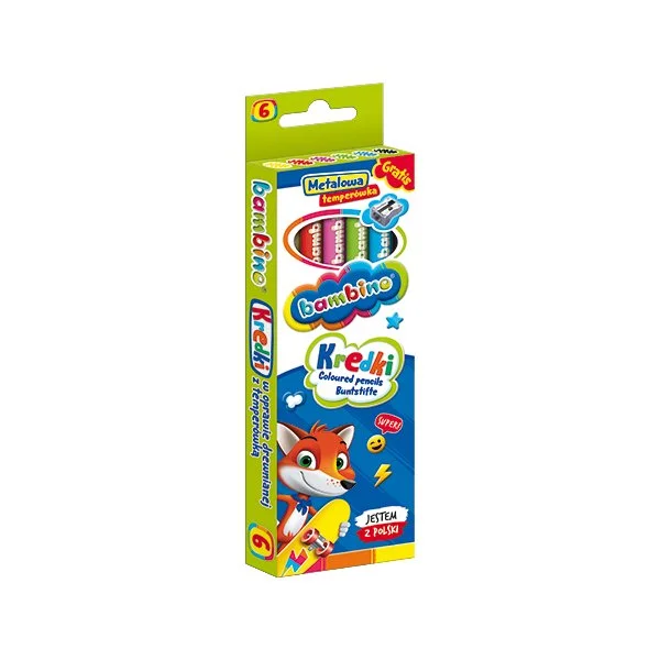 Моливи 6 цвята с острилка Bambino лисица