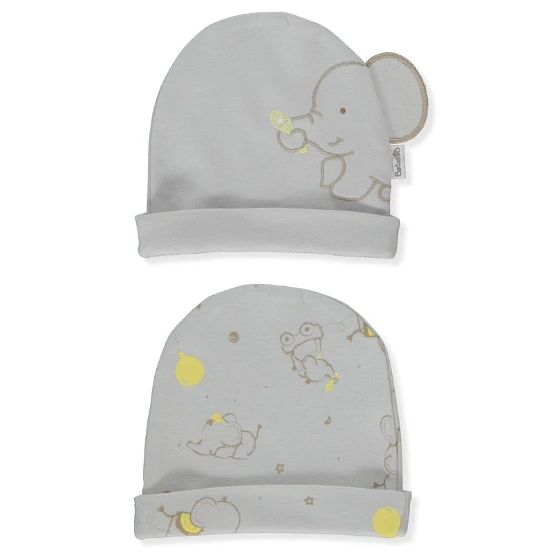 C1146 Шапка 2бр LITTLE ELEPHANT GREY 0-6 M