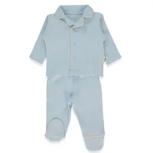 F1448 Пижама 2ч ORGANIC SLEEPY SHEEPY BLUE 0-1M