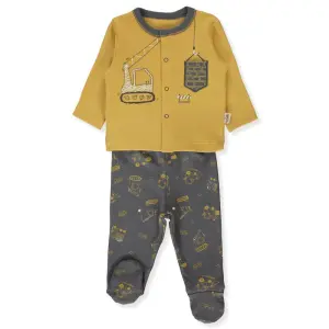 F1450 Пижама 2ч ORGANIC MACHINES DARK GREY 3-6М