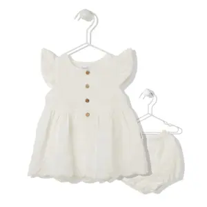 K3880 Рокля 2ч. SERIOUS GIRL екрю 6-9M/74CM
