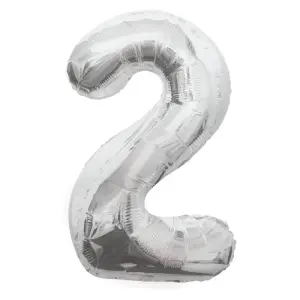 53822 Фолиев балон цифра 2 Silver, 86см.