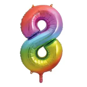 56808 Фолиев балон цифра 8 Rainbow, 86см.