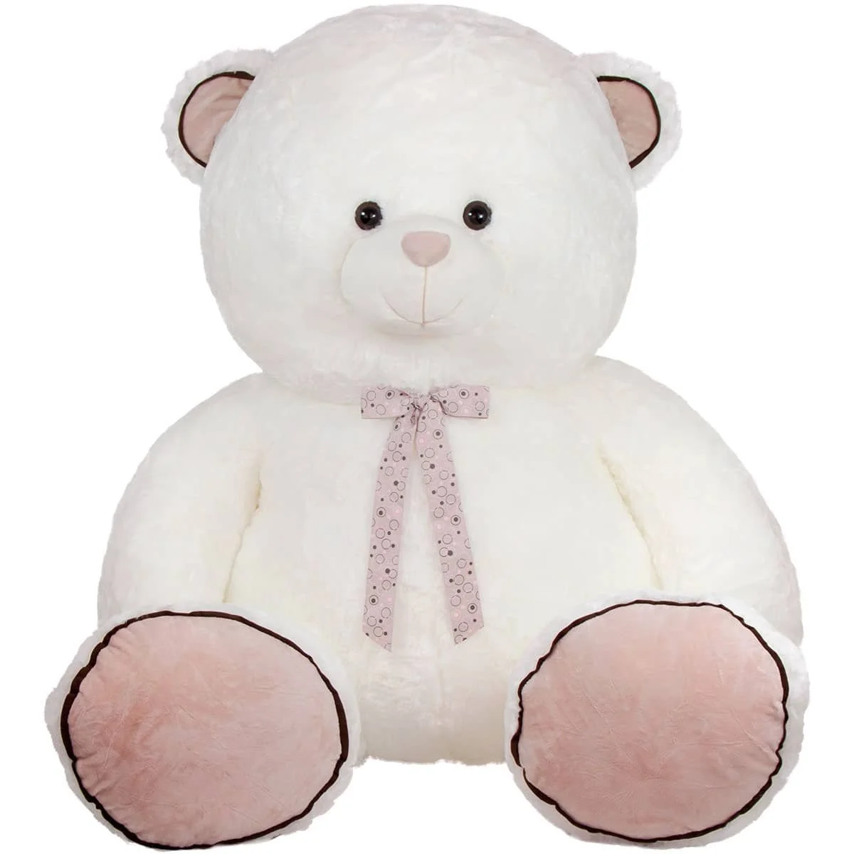 Плюшено седнало мече с панделка 3 цвята 68 см - Произволен/микс