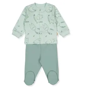 F1389 Пижама 2ч sleepy catщ Зелен 6-9м/74см