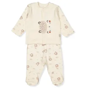 F1425 Пижама 2ч little lamb Екрю 0-1м/56см