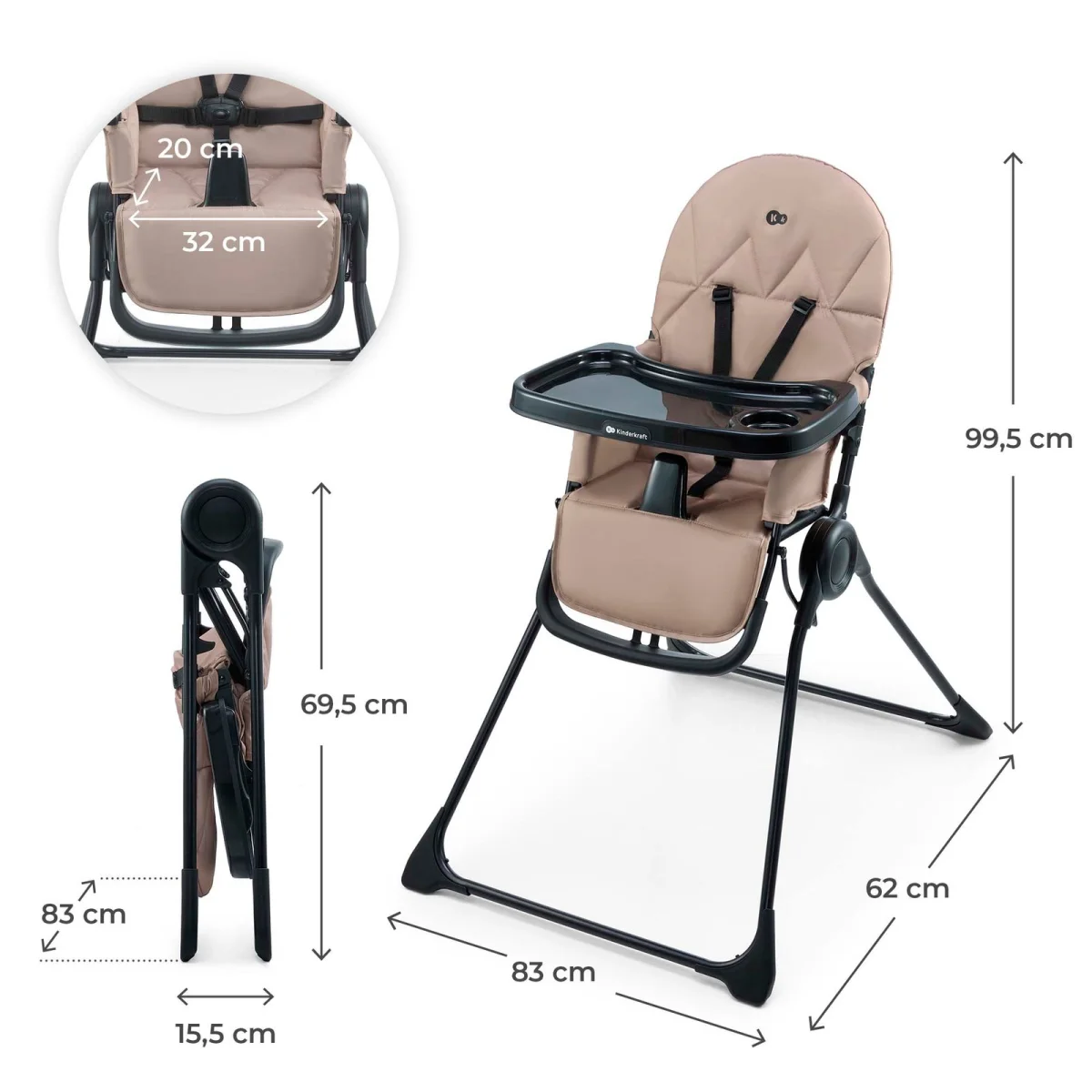 Kinderkraft BINCI столче за хранене BEIGE