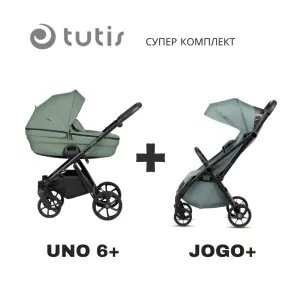 Tutis UNO 6+ бебешка количка 2в1 130 Dark Ivy + JOGO+ mint