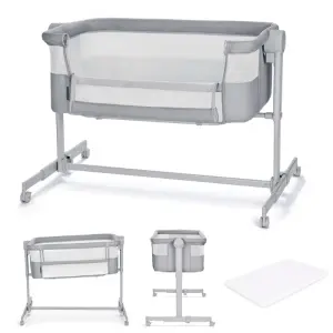 KinderKraft NESTEE UP 2 бебешка кошара LIGHT GREY