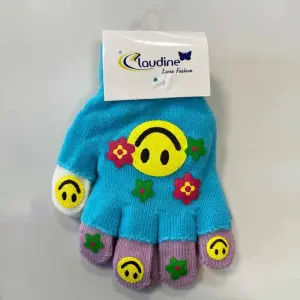 Детски ръкавички Усмивка, сини/лилави, 6-10 год.