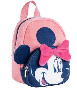 Плюшена раница с преден джоб за детска градина minnie 22 см
