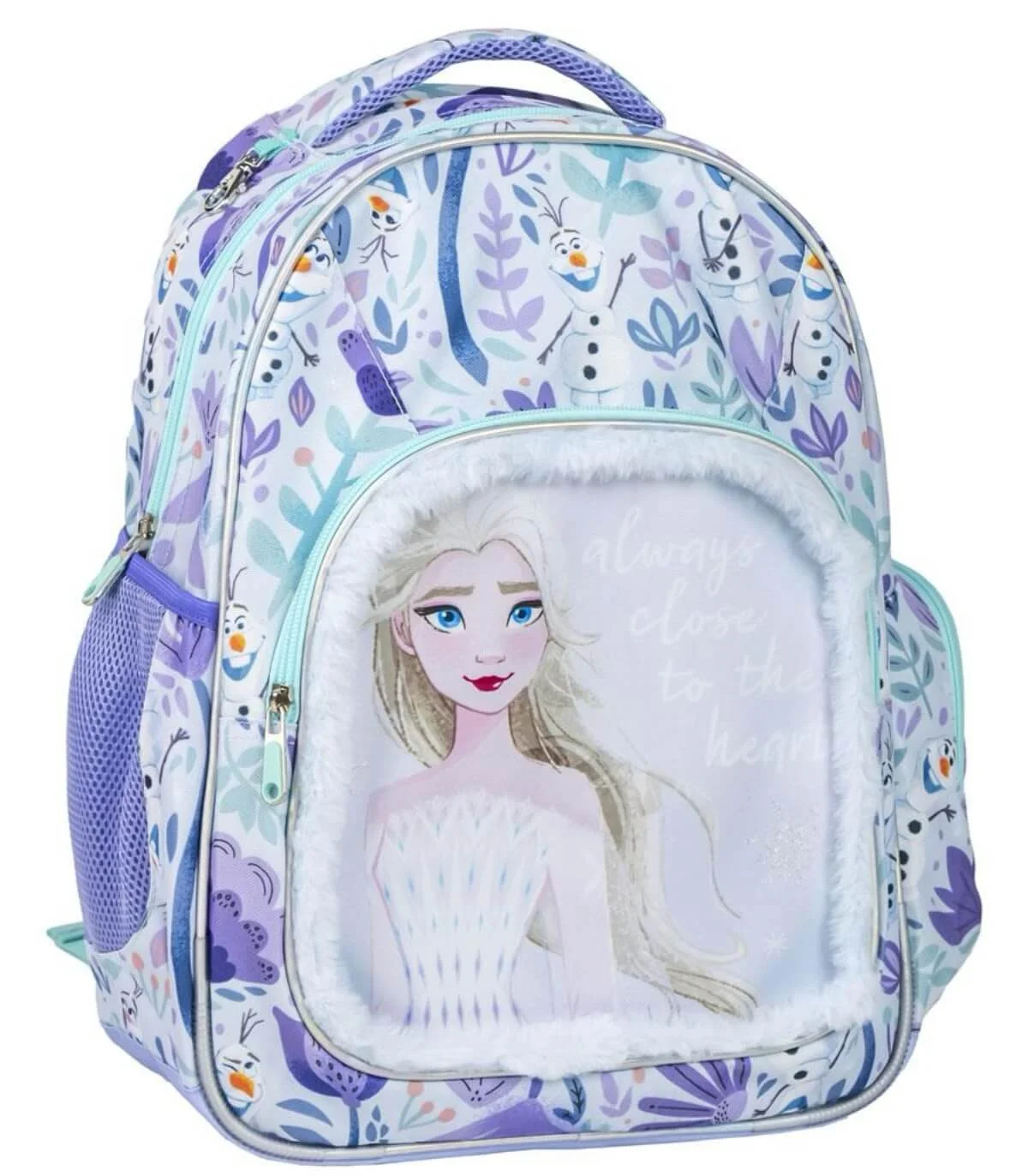 Голяма ученическа раница с пух 42 cm frozen