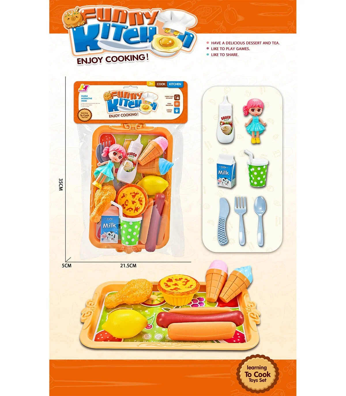 Табла с продукти и кукла в плик