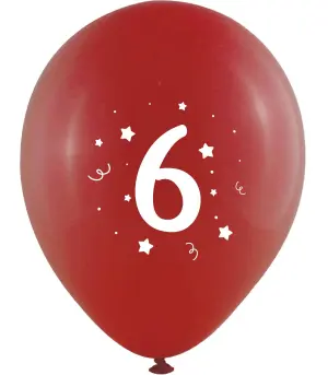 Балони 10 бр. 12" - 30 см с печат - цифра 6