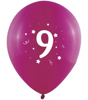 Балони 10 бр. 12" - 30 см с печат - цифра 9