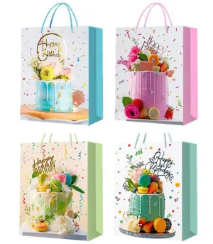 Подаръчна чанта happy birthday торта 32*26*10 4 вида