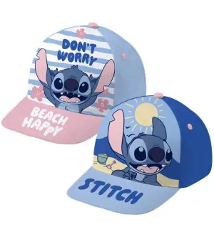 Бебешка шапка с козирка stitch син/розов 44/46 - Розов
