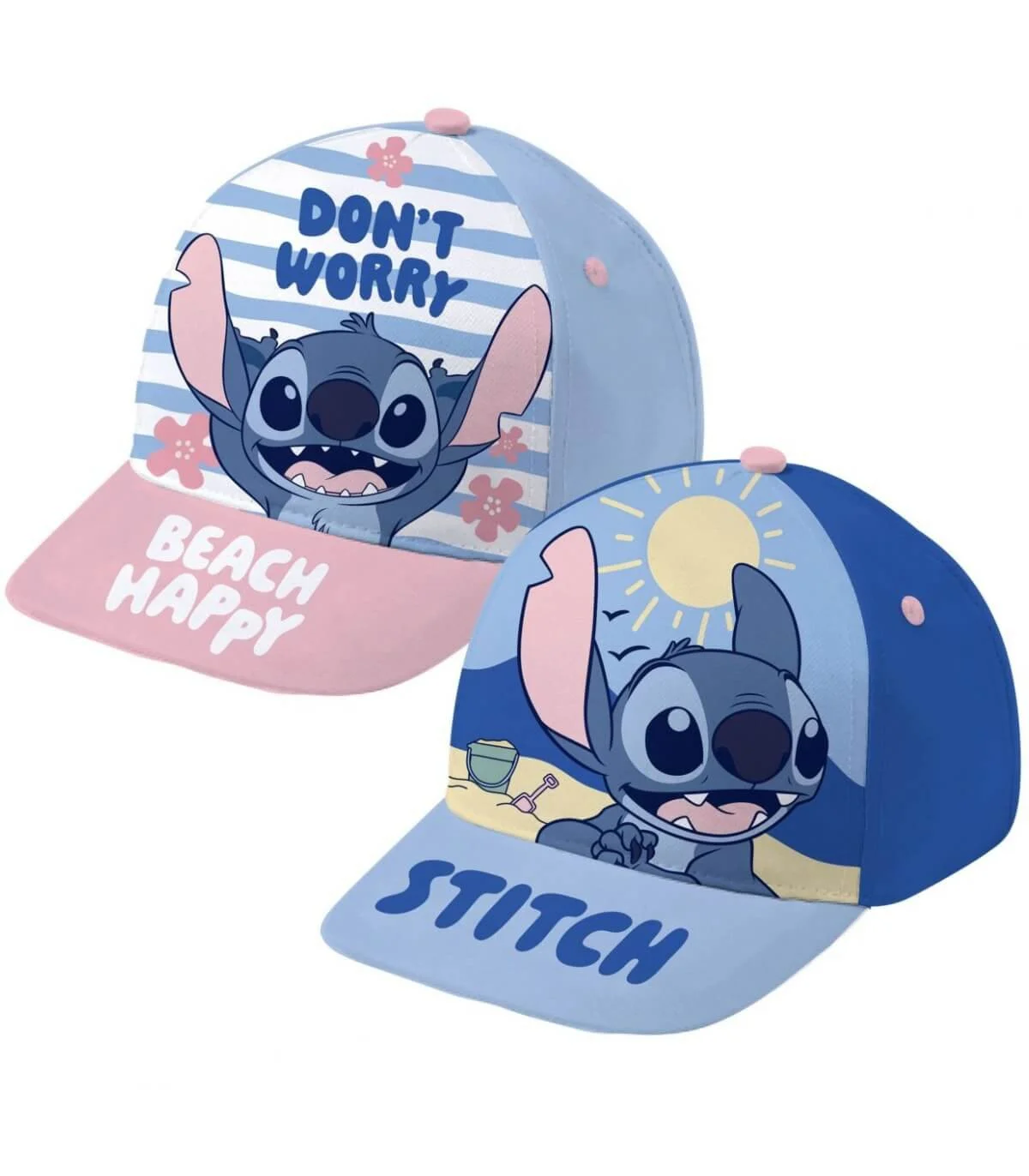 Бебешка шапка с козирка stitch син/розов 44/46 - Син