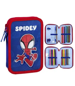 Несесер с 2 ципа и ученически пособия spidey