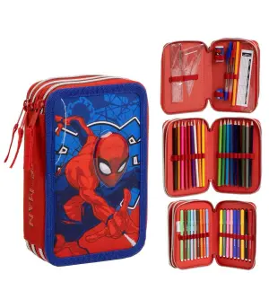 Несесер с 3 ципа и учeнически пособия spiderman