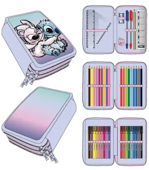 Несесер с 3 ципа и учeнически пособия stitch