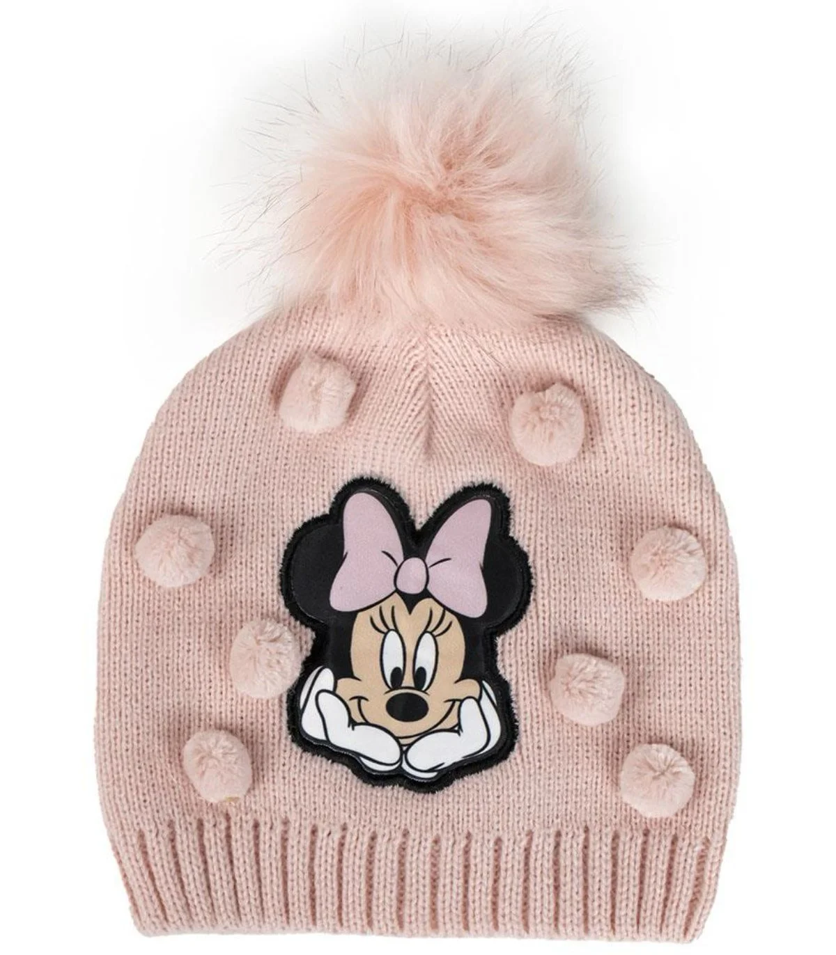 Детска плетена шапка с топченца minnie
