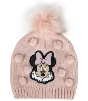 Детска плетена шапка с топченца minnie