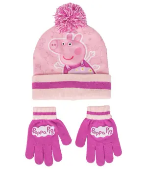 Детска зимна шапка с ръкавици peppa pig