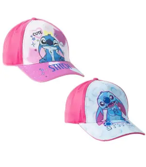 Детска шапка с козирка 53 см stitch розов