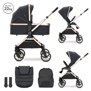 Д.КОЛИЧКА REYA 2in1 BLACK до22кг кош за новородено