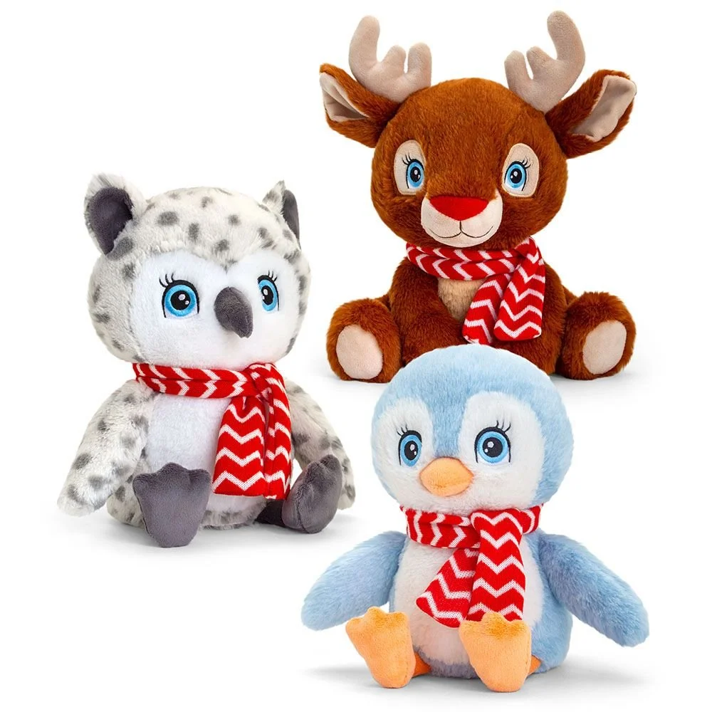 Keel Toys, Коледни животни със шалче, плюшена играчка, 25 см
