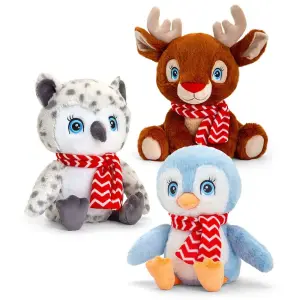 Keel Toys, Коледни животни със шалче, плюшена играчка, 25 см