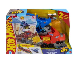 Hot Wheels - транспортьор двоен дракон с 2 колички