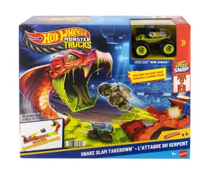 Hot Wheels - Monster Trucks, комплект със змийска каскада