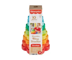 Fisher Price - дървени играчки, кула за подреждане на рингове