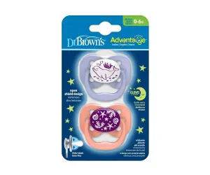 Dr.Browns-Залъгалка Advantage 1 етап 2 бр. светещи розови PA12003-INTL