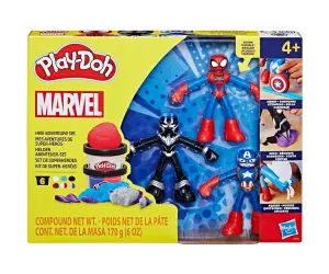 Play-Doh Marvel - Комплект с фигурки Капитан Америка, Спайдърмен и Черната пантера