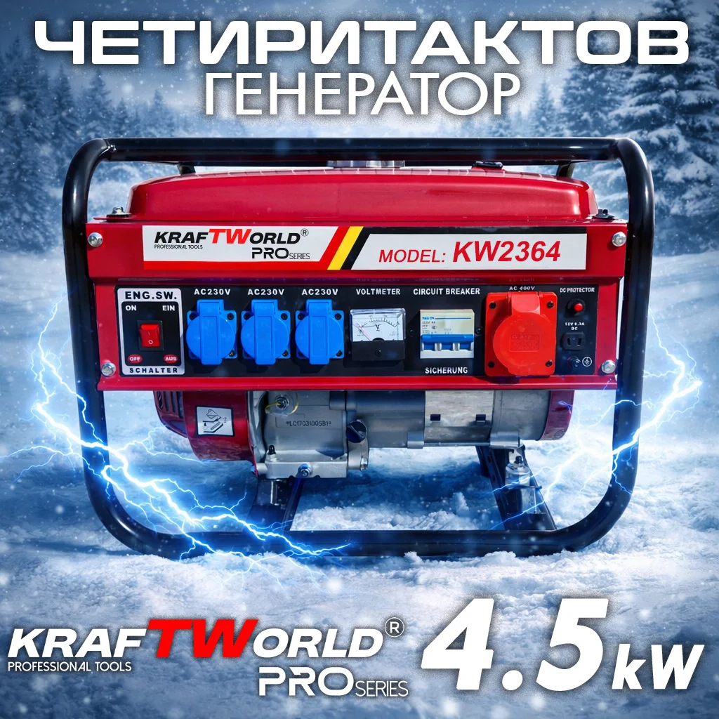 Четиритактов Генератор за Ток Kraftworld 4,5kW – Бензинов Агрегат