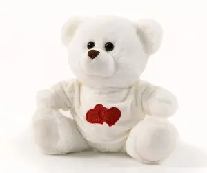Плюшена играчка - Мече с тениска на сърца, 18см