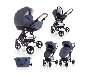 Lorelli Комбинирана количка Crysta 3в1 blue+чанта