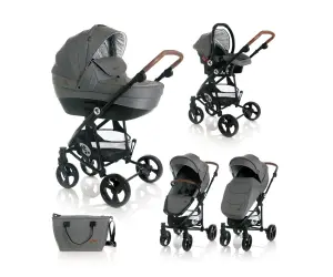 Lorelli Комбинирана количка Crysta 3в1 grey+чанта