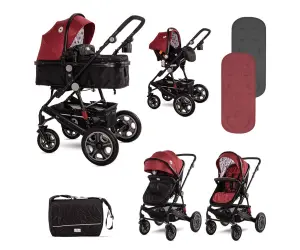 Lorelli Комбинирана количка Lora Set Luxe red Elephants